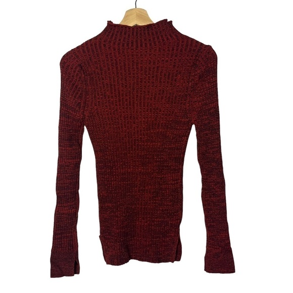 MNG Mango Suit Red Ribbed Fitted Mock Neck Long Sleeve 6 - Picture 1 of 4